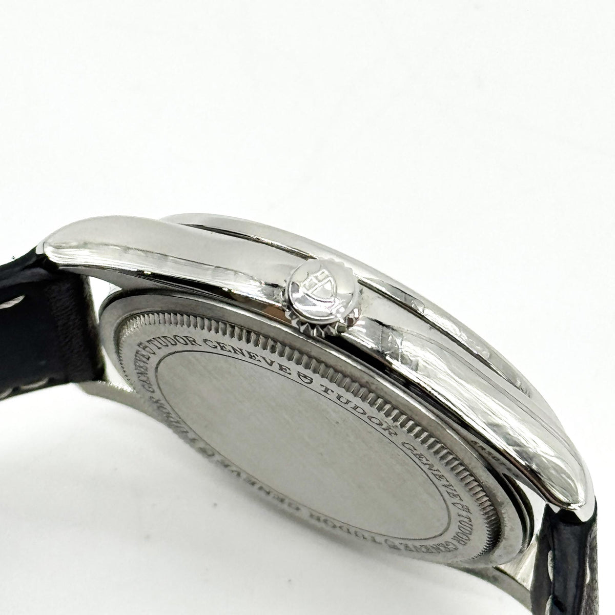 Tudor 1926 silver dial blue indices leather strap