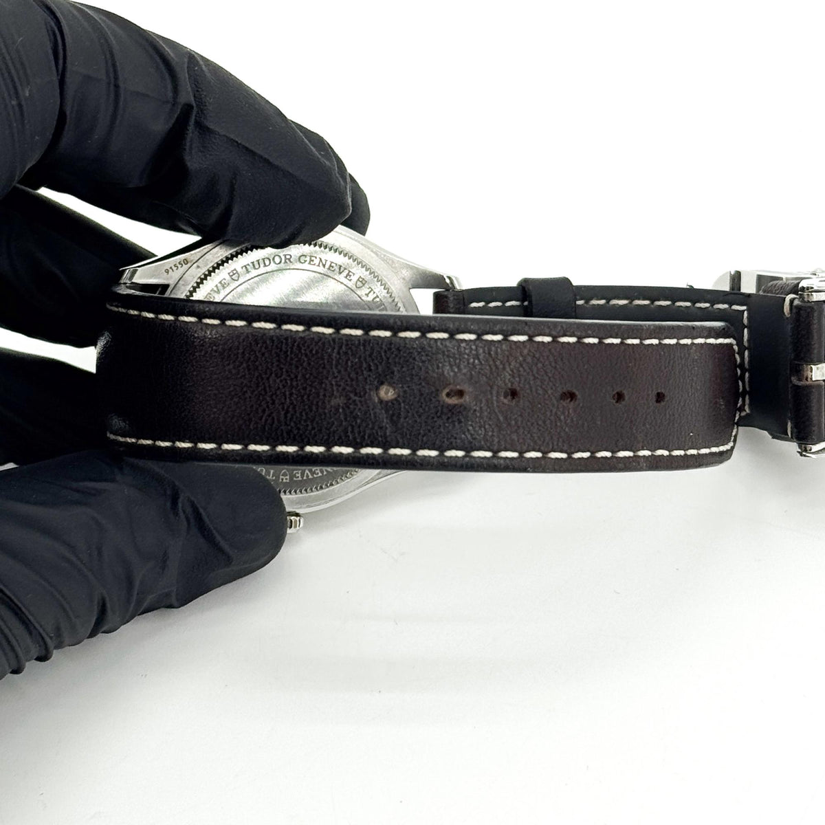 Tudor 1926 silver dial blue indices leather strap