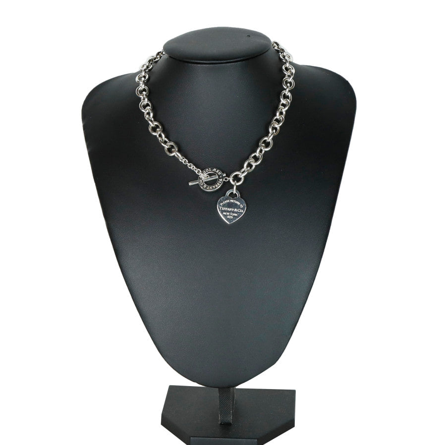 Heart Tag Toggle Silver Necklace