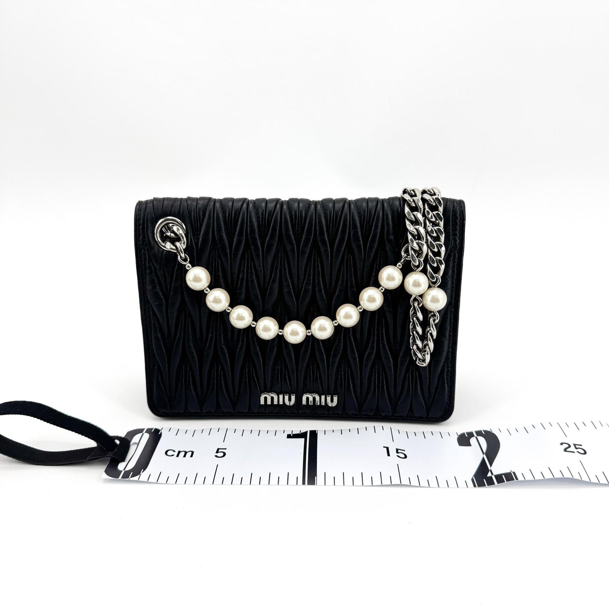 Miu Miu Matelassé Pearl Crossbody Bag Black