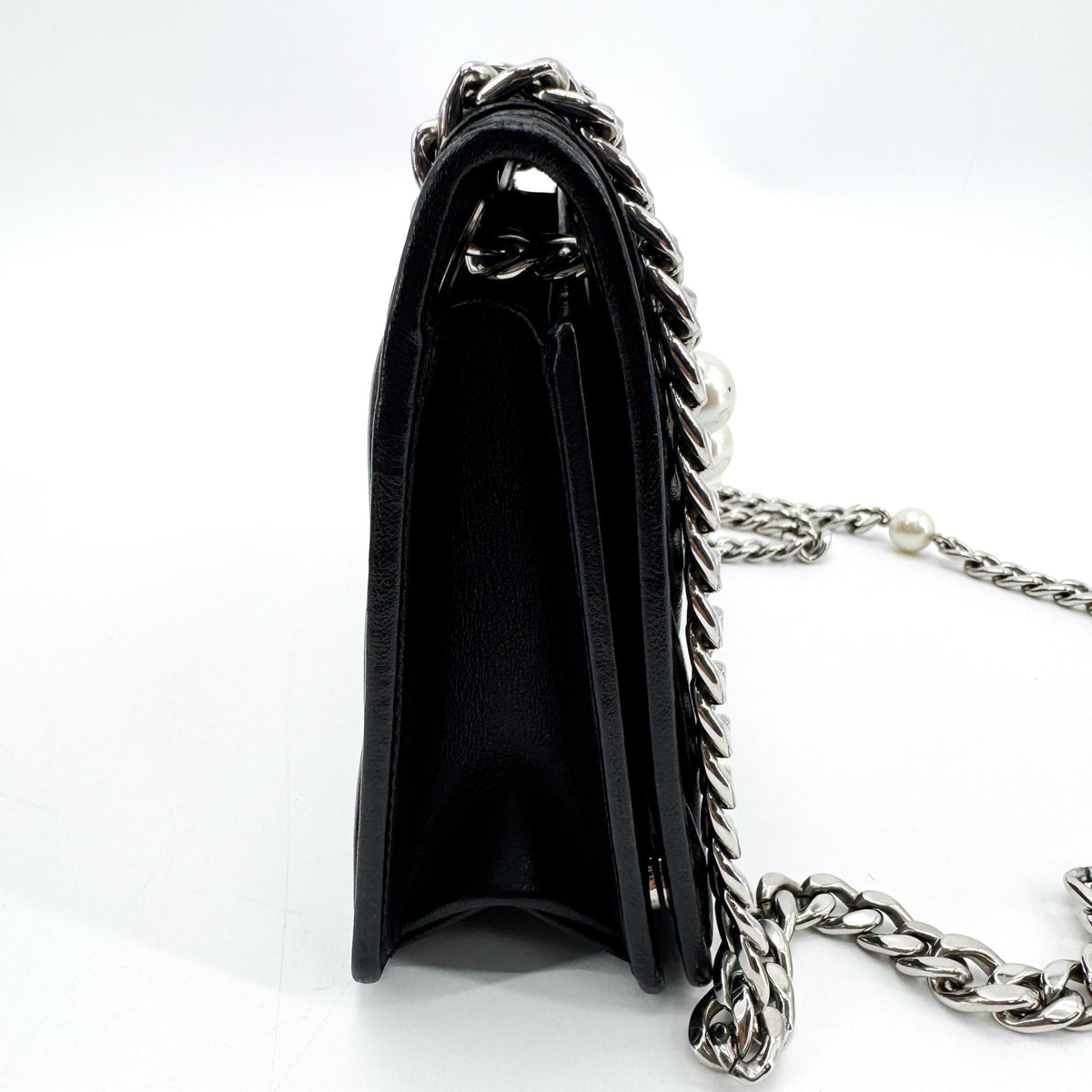 Miu Miu Matelassé Pearl Crossbody Bag Black