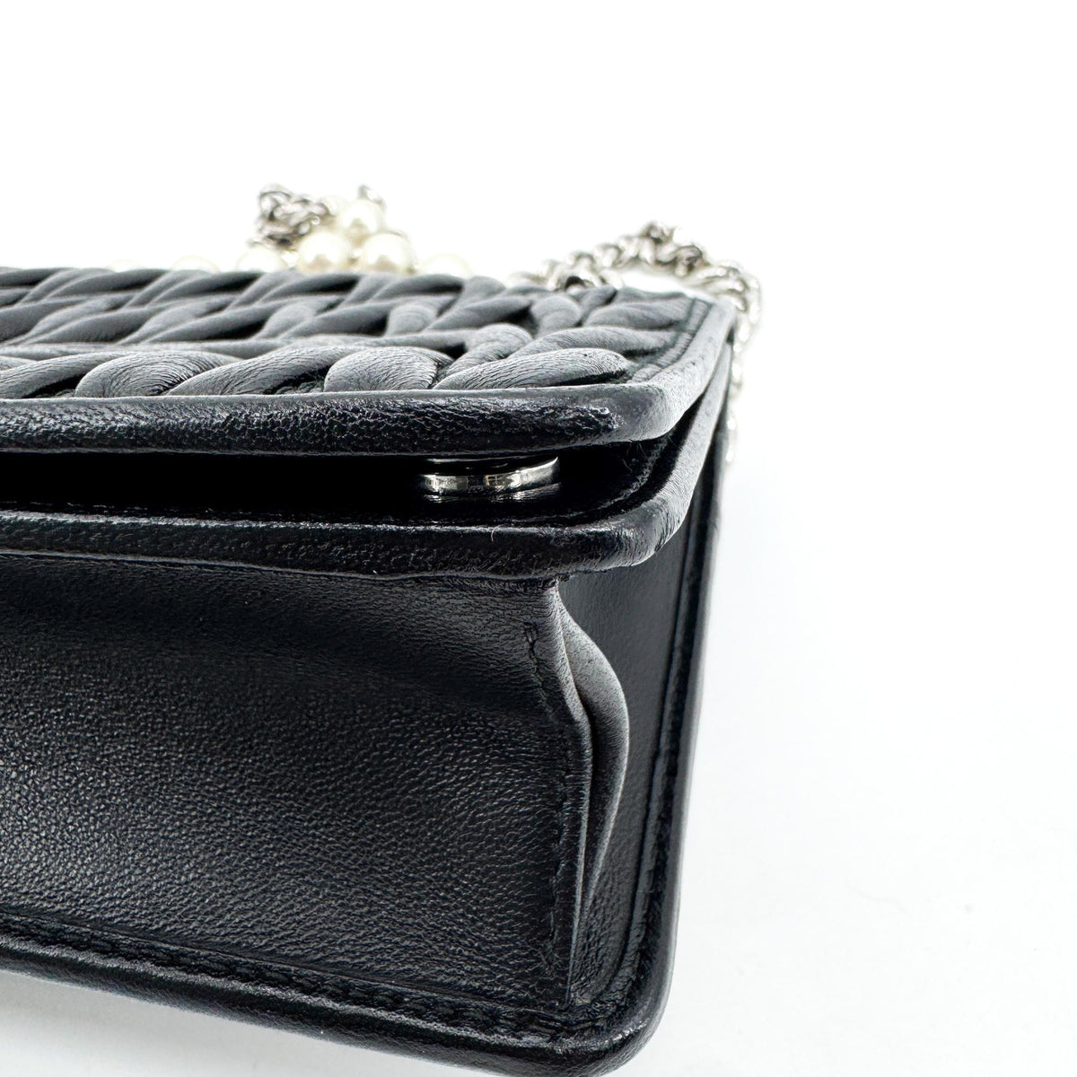 Miu Miu Matelassé Pearl Crossbody Bag Black