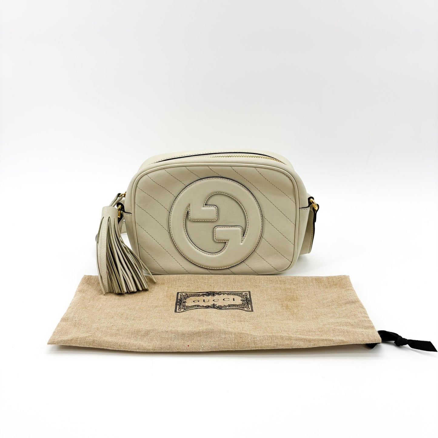 Gucci Soho Chevron Leather Disco Bag Ivory
