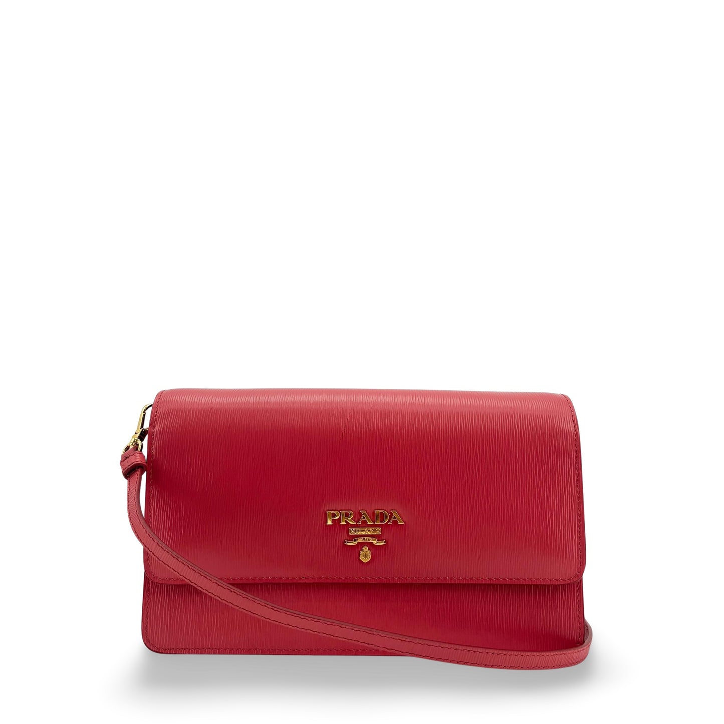 Prada Vitello Move Flap Shoulder Bag Red