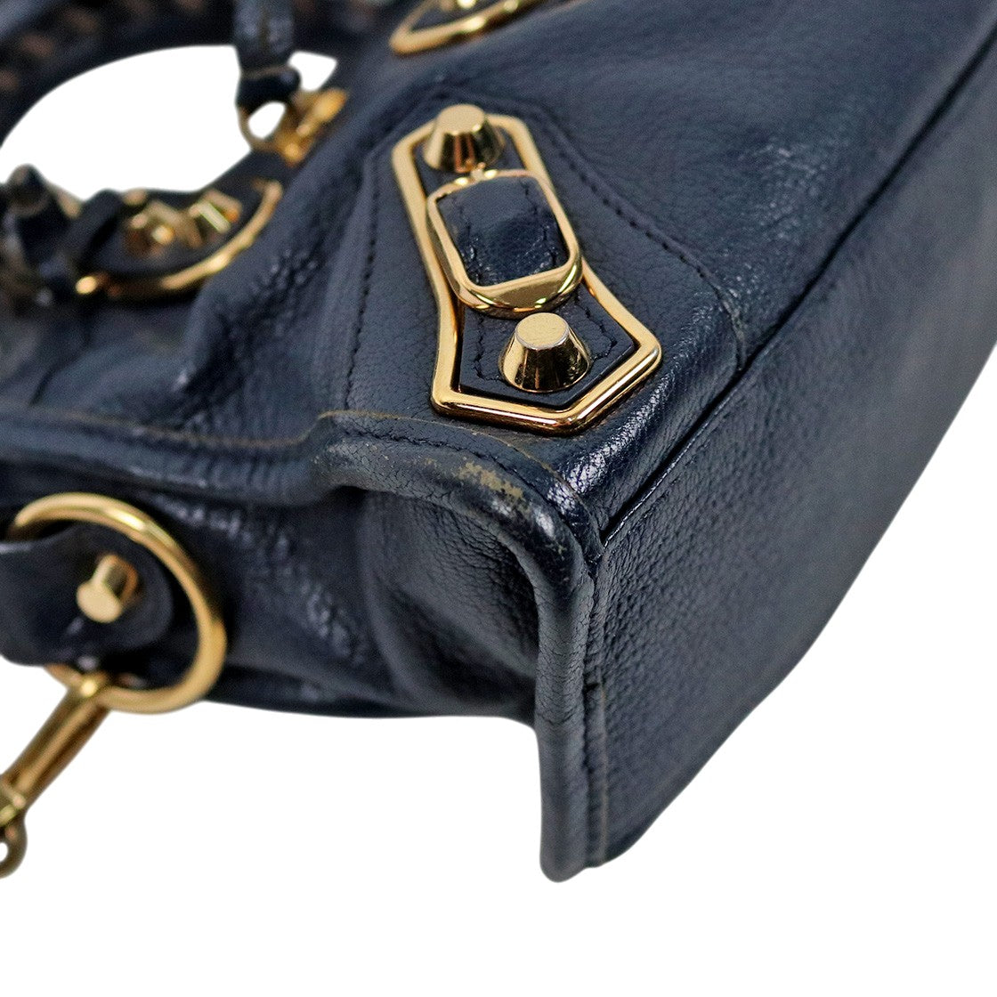 Balenciaga Navy Mini Edge Motor City Bag