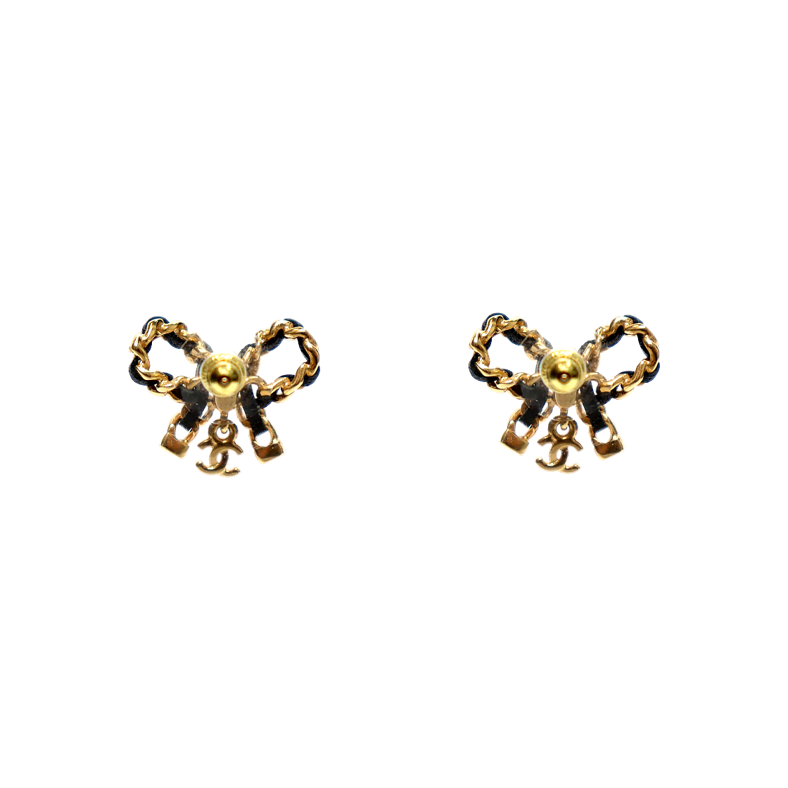 Chanel Ribbon Chain Earrings