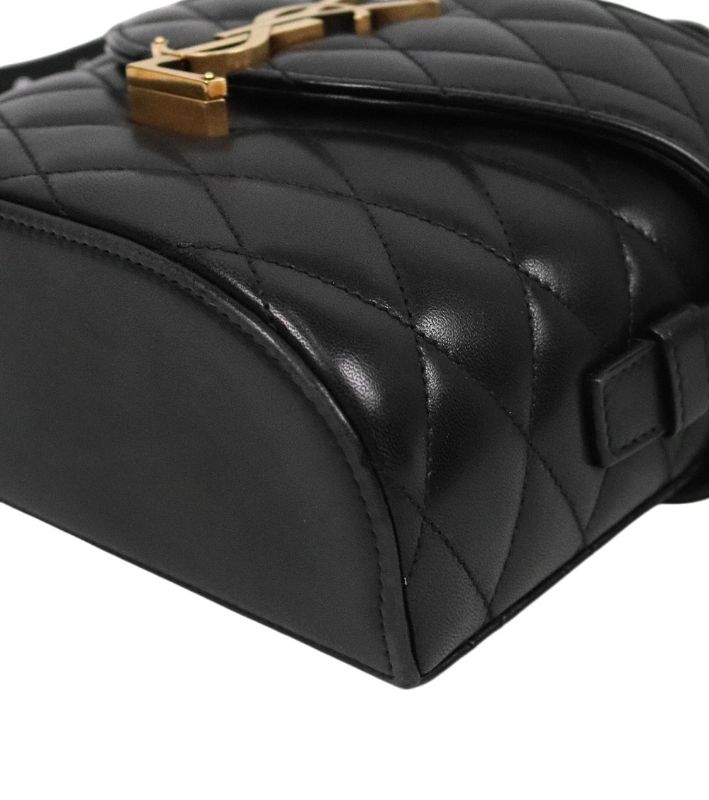 Saint Laurent Black Gold-Plated Matelassé Semi-Box Bag