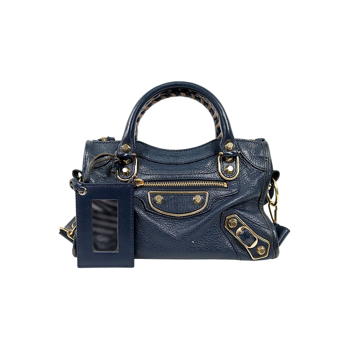 Balenciaga Navy Mini Edge Motor City Bag