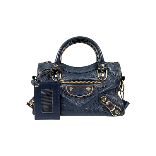 Balenciaga Navy Mini Edge Motor City Bag