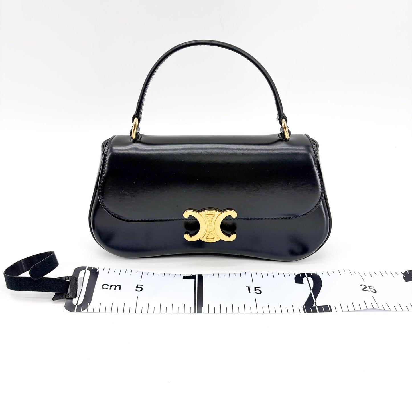 Celine Shiny Calfskin Top Handle Claude Bag Black