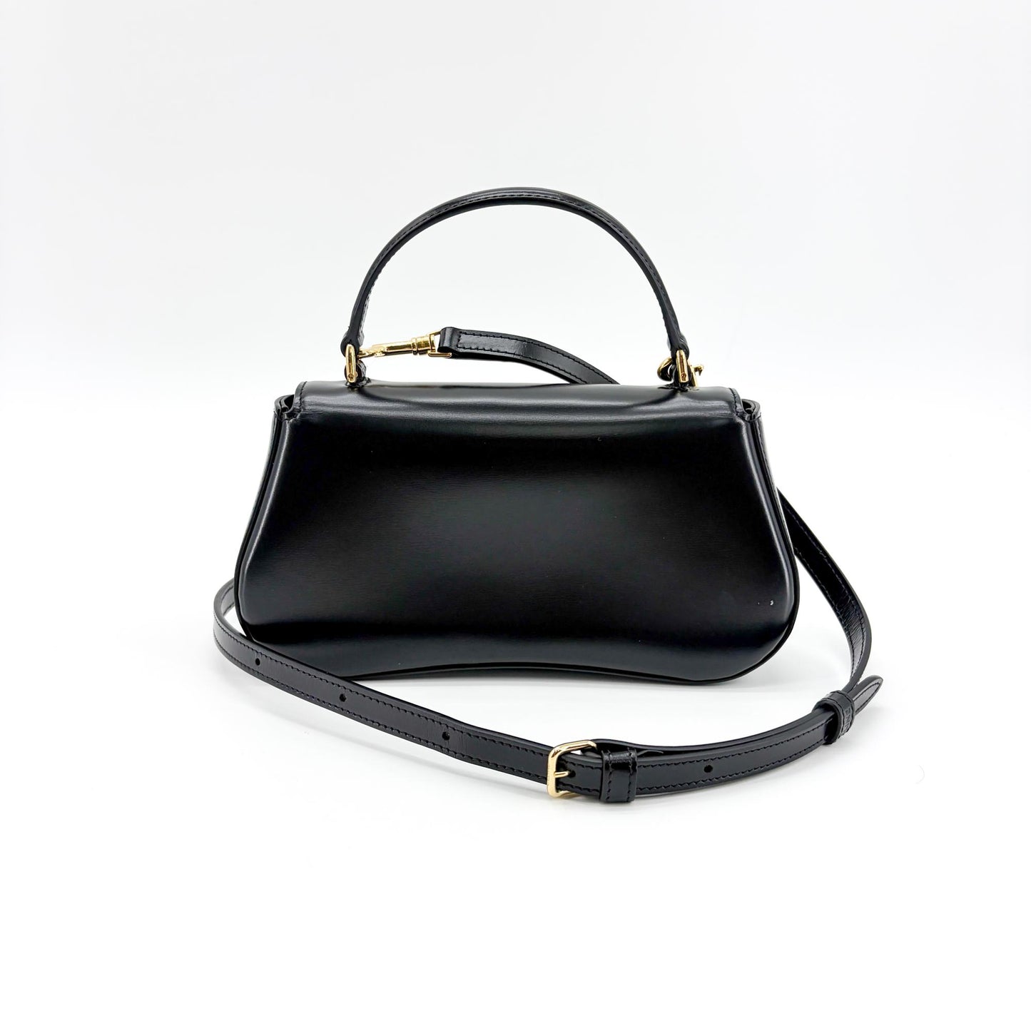 Celine Shiny Calfskin Top Handle Claude Bag Black