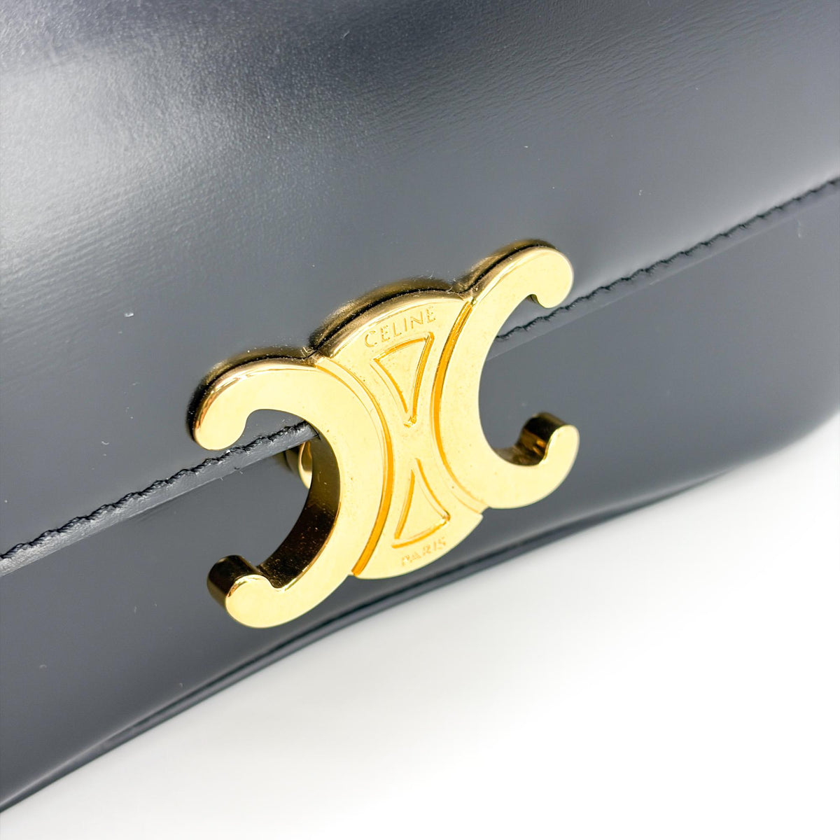 Celine Shiny Calfskin Top Handle Claude Bag Black