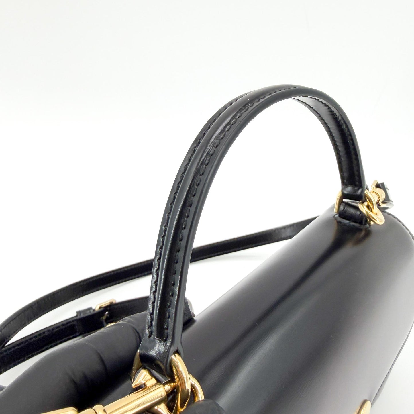 Celine Shiny Calfskin Top Handle Claude Bag Black