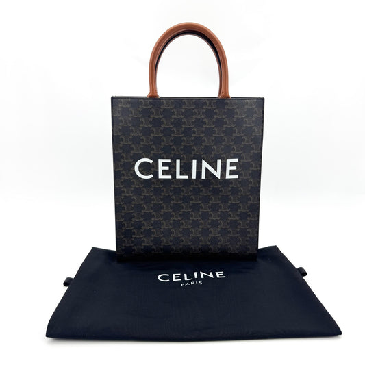 Celine Mini Vertical Cabas Triomphe Canvas Tan
