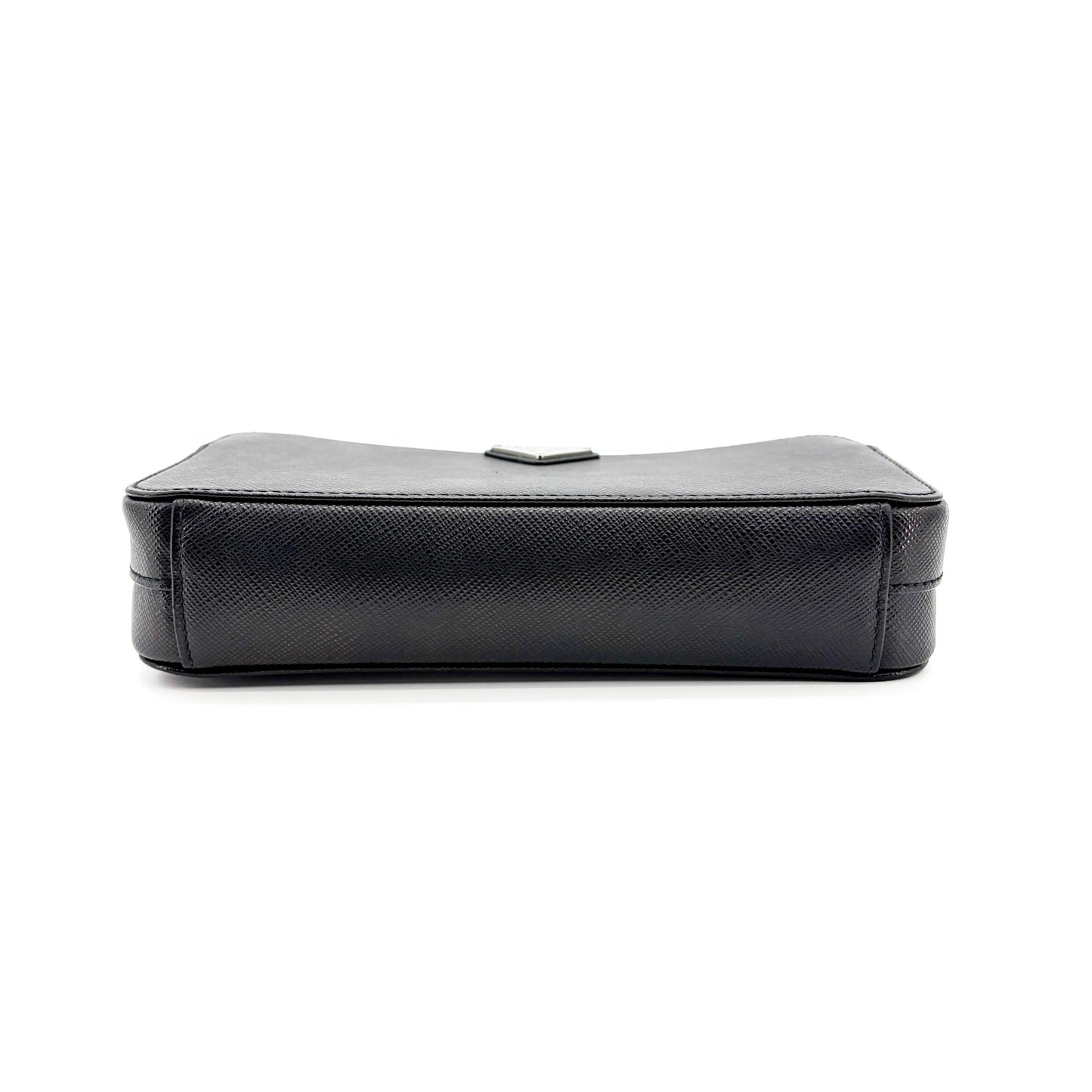 Prada Saffiano Leather Mini Chain Shoulder Bag Black