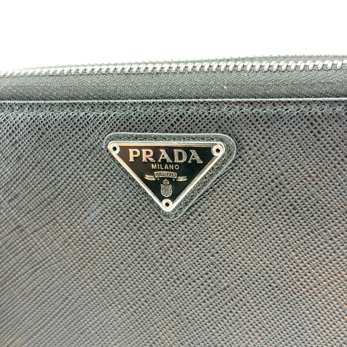 Prada Saffiano Leather Mini Chain Shoulder Bag Black