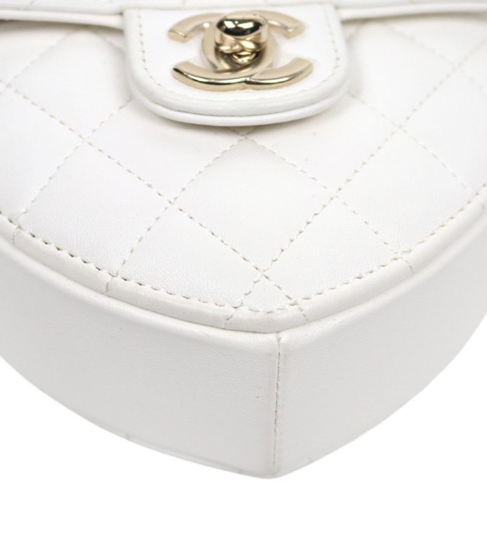 Chanel White Small Heart Crossbody Bag