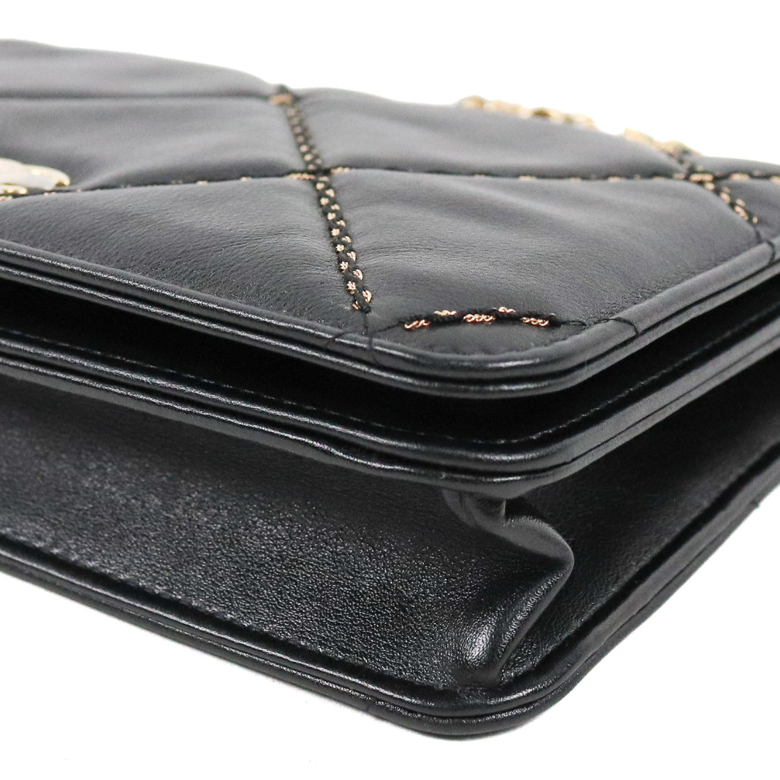 Chanel Black Gold Stitch WOC