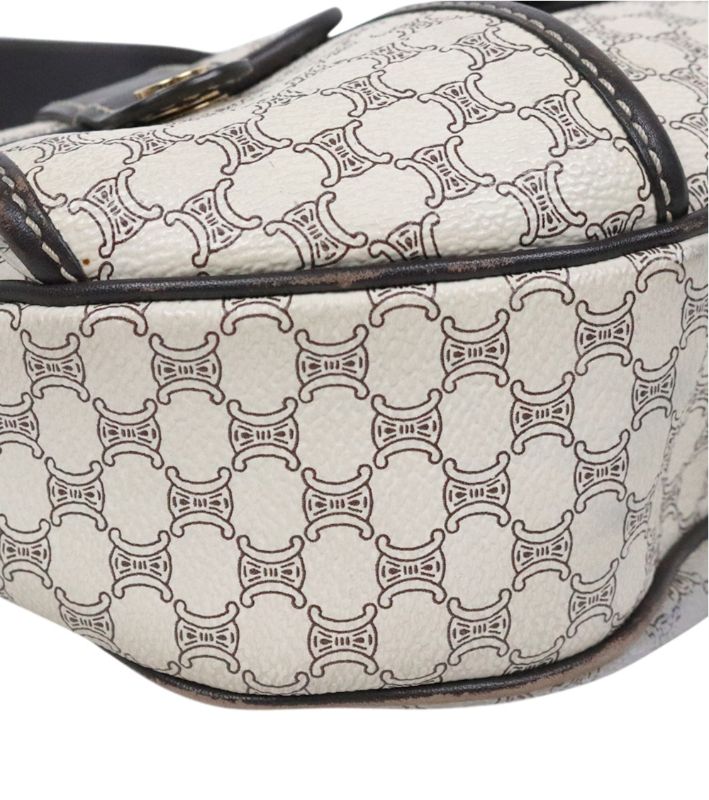 Céline White Macadam Two-Pocket Hobo Bag
