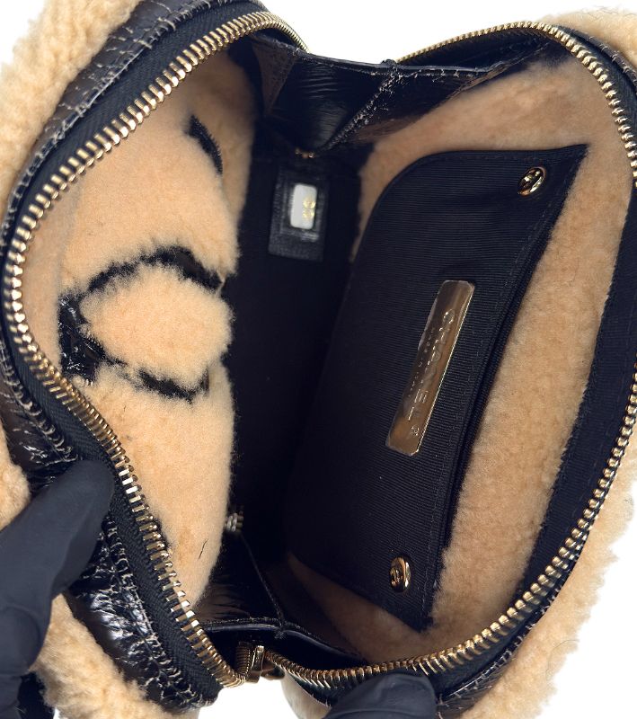 Chanel Black Shearling Big CC Belt Bag