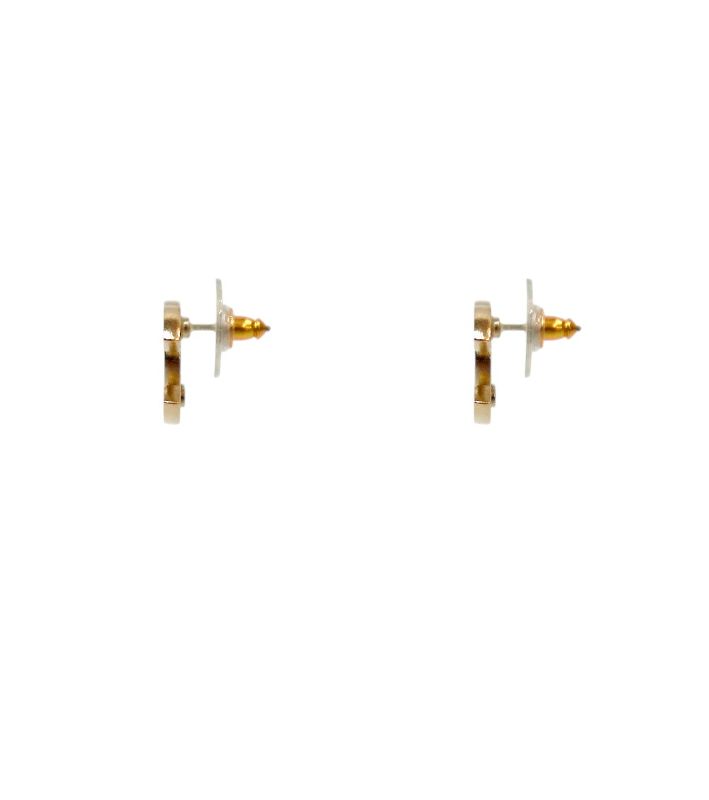 Chanel Pink Stripe CC Earrings