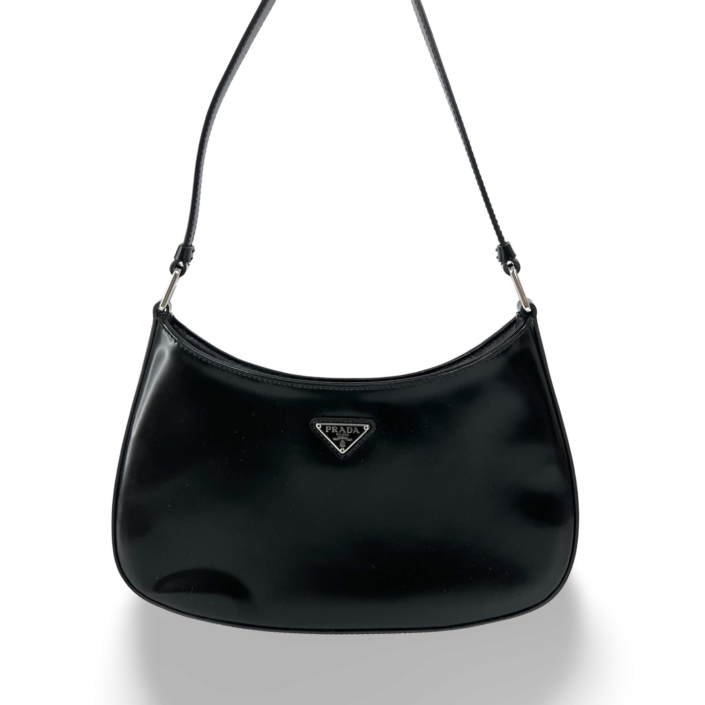 Prada Cleo Brushed Leather Shoulder Bag Black