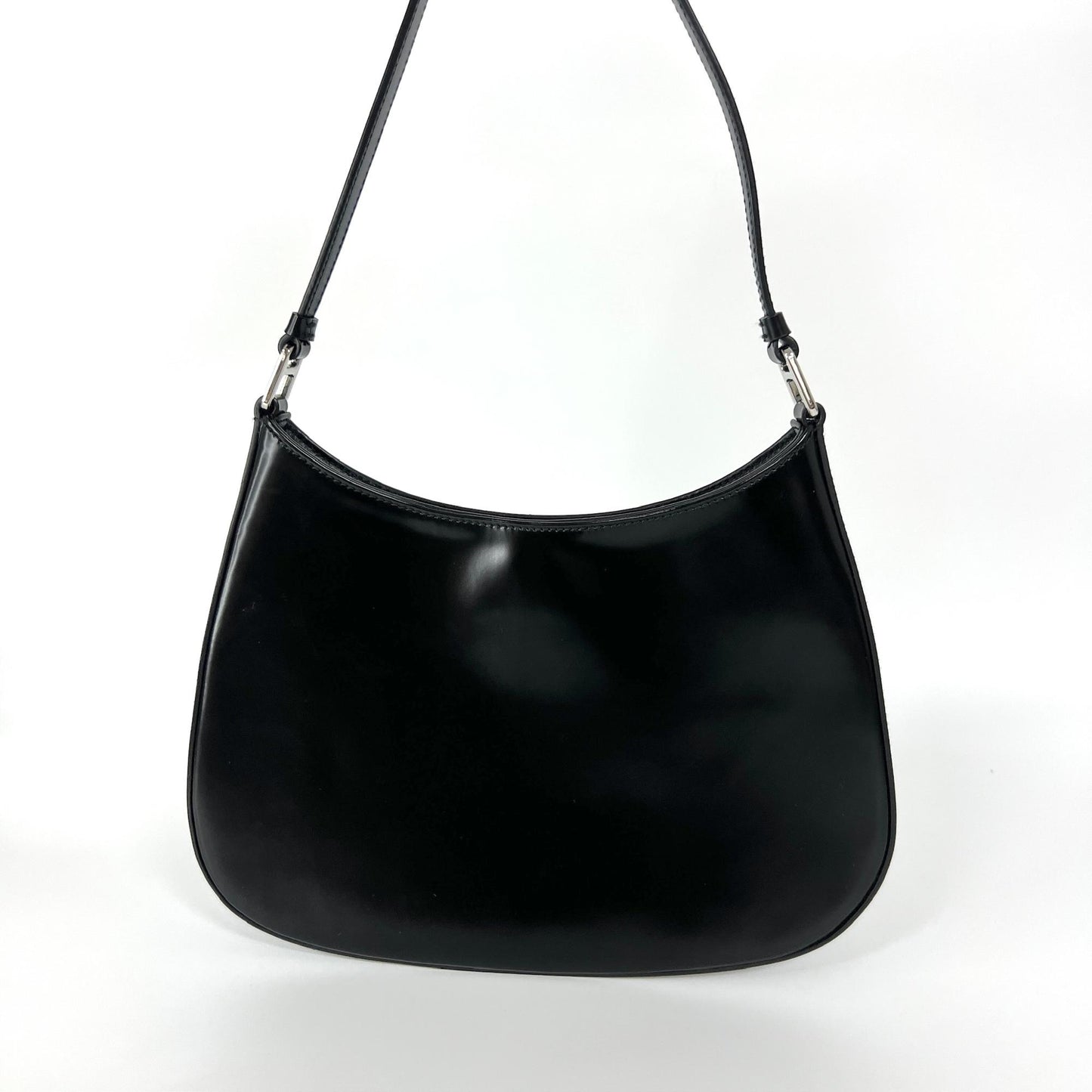 Prada Cleo Brushed Leather Shoulder Bag Black