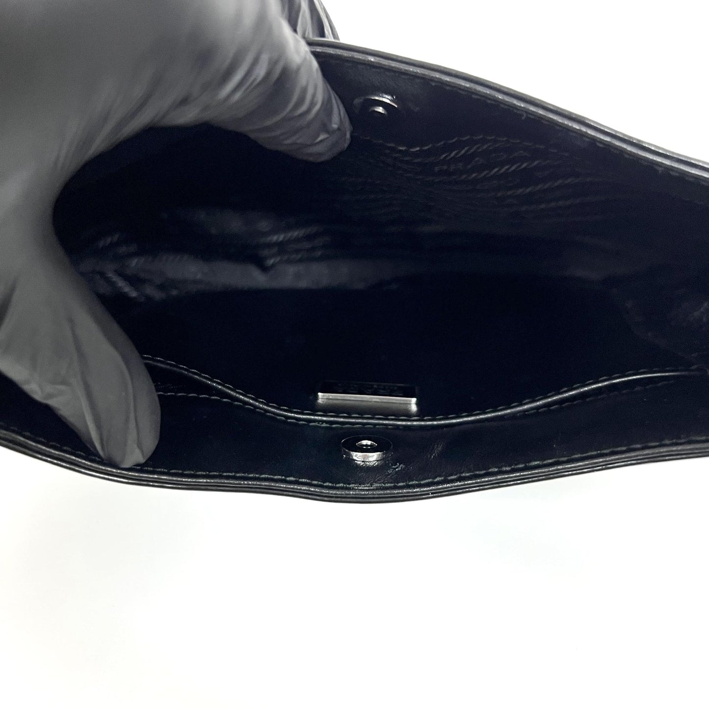 Prada Cleo Brushed Leather Shoulder Bag Black