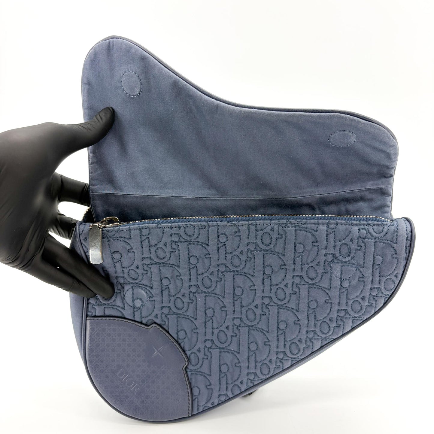 Dior Saddle Bag Navy Oblique Technical Fabric