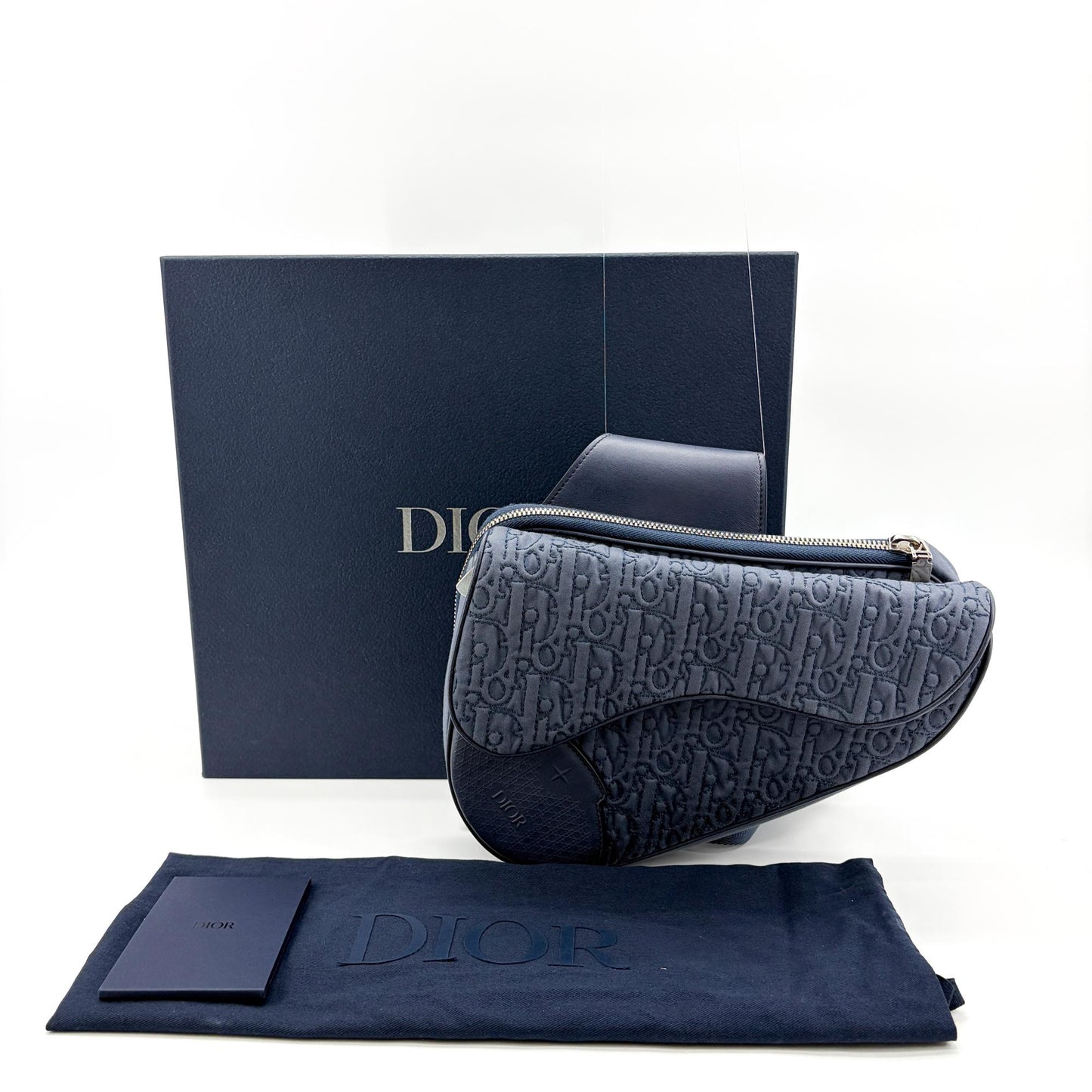 Dior Saddle Bag Navy Oblique Technical Fabric