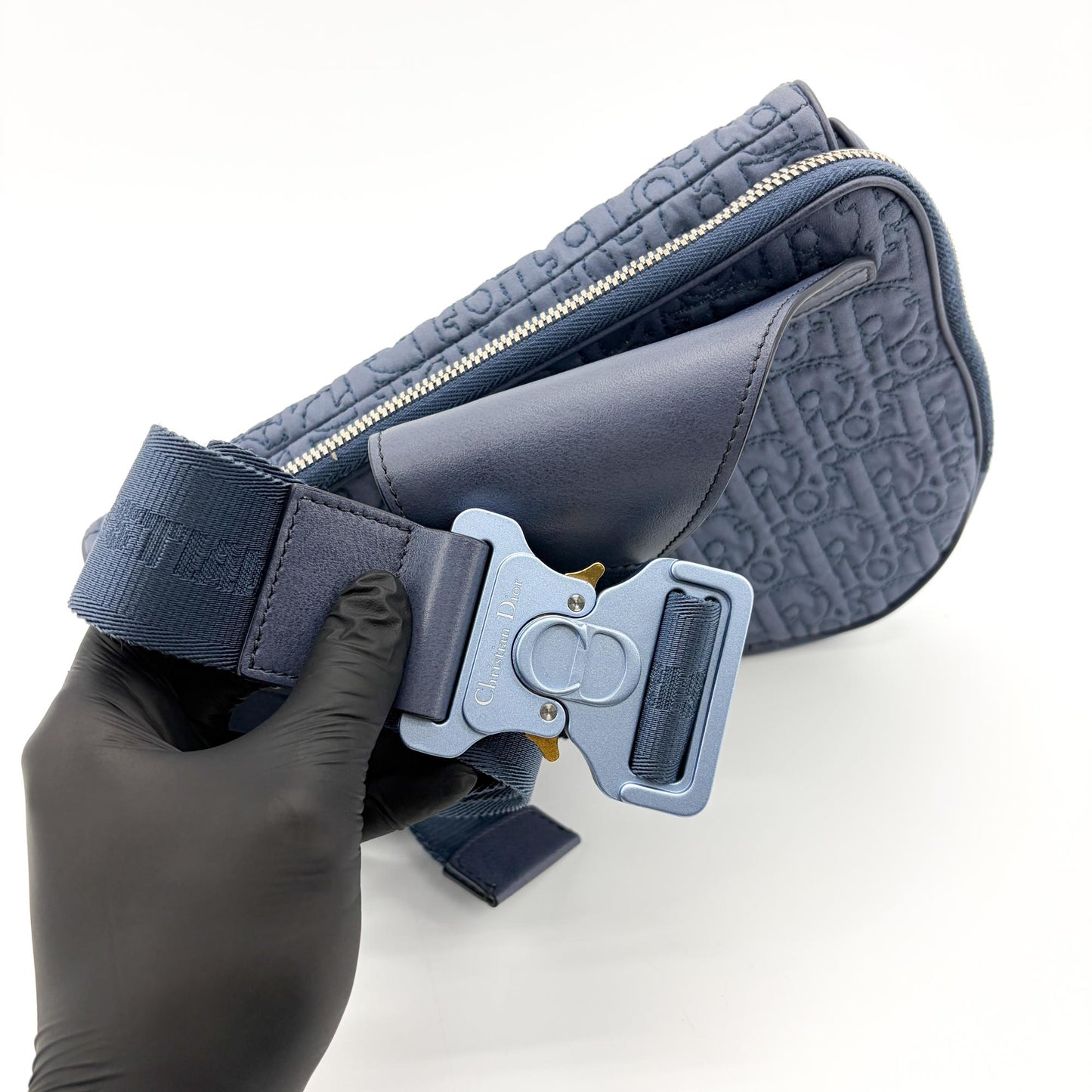 Dior Saddle Bag Navy Oblique Technical Fabric