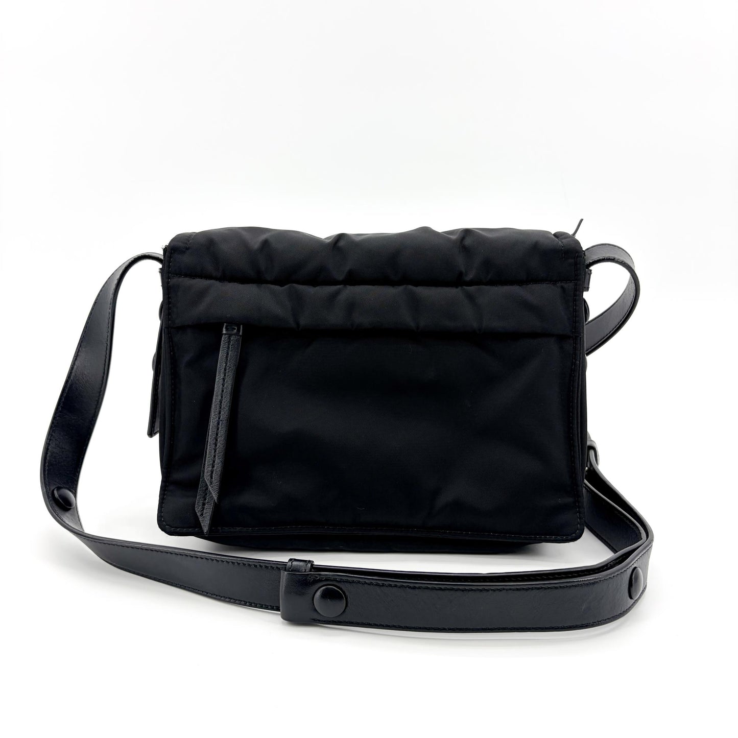 Prada Re-Nylon and Saffiano Leather Messenger Bag Black