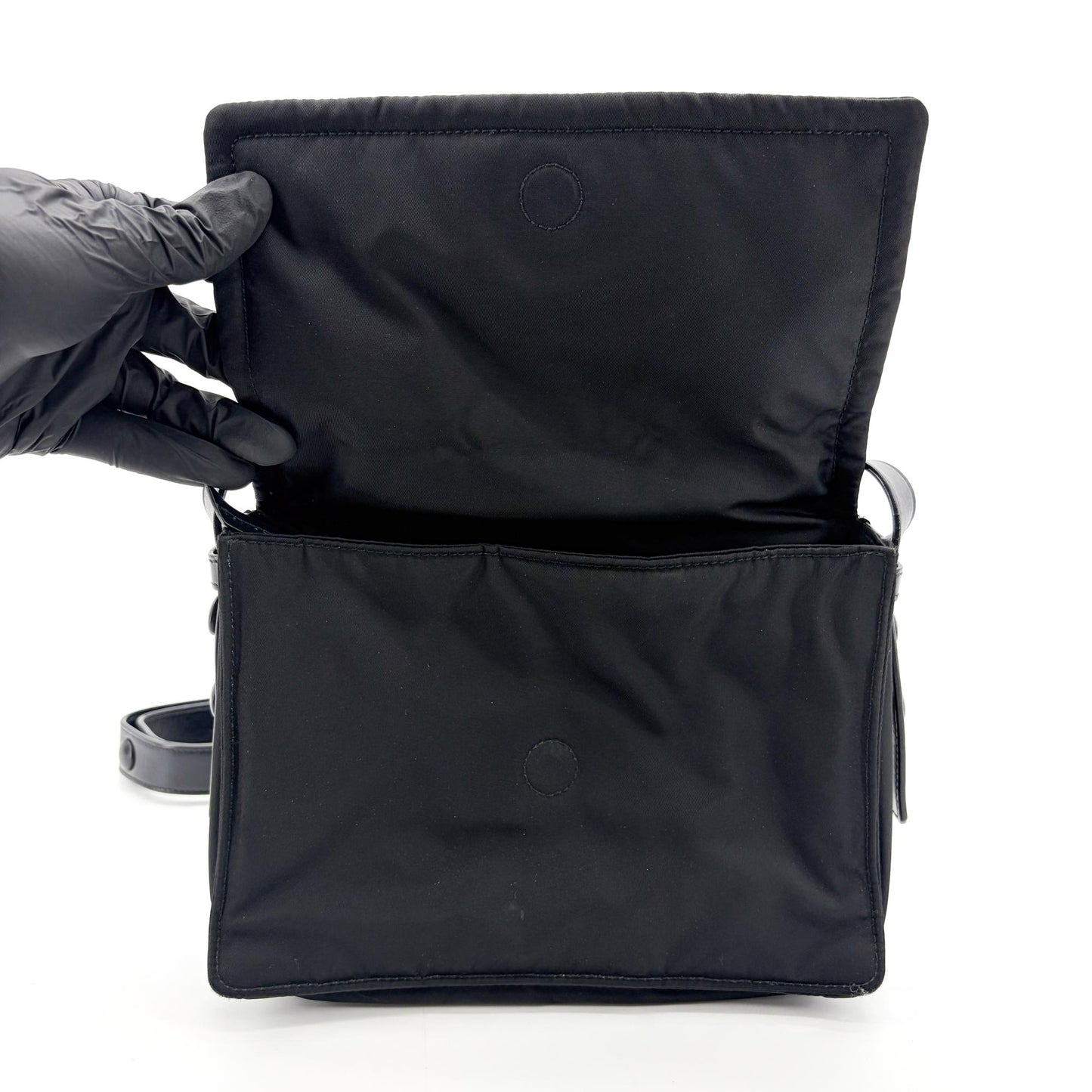 Prada Re-Nylon and Saffiano Leather Messenger Bag Black