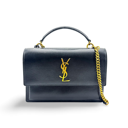 Saint Laurent Medium Sunset Top Handle Bag Black