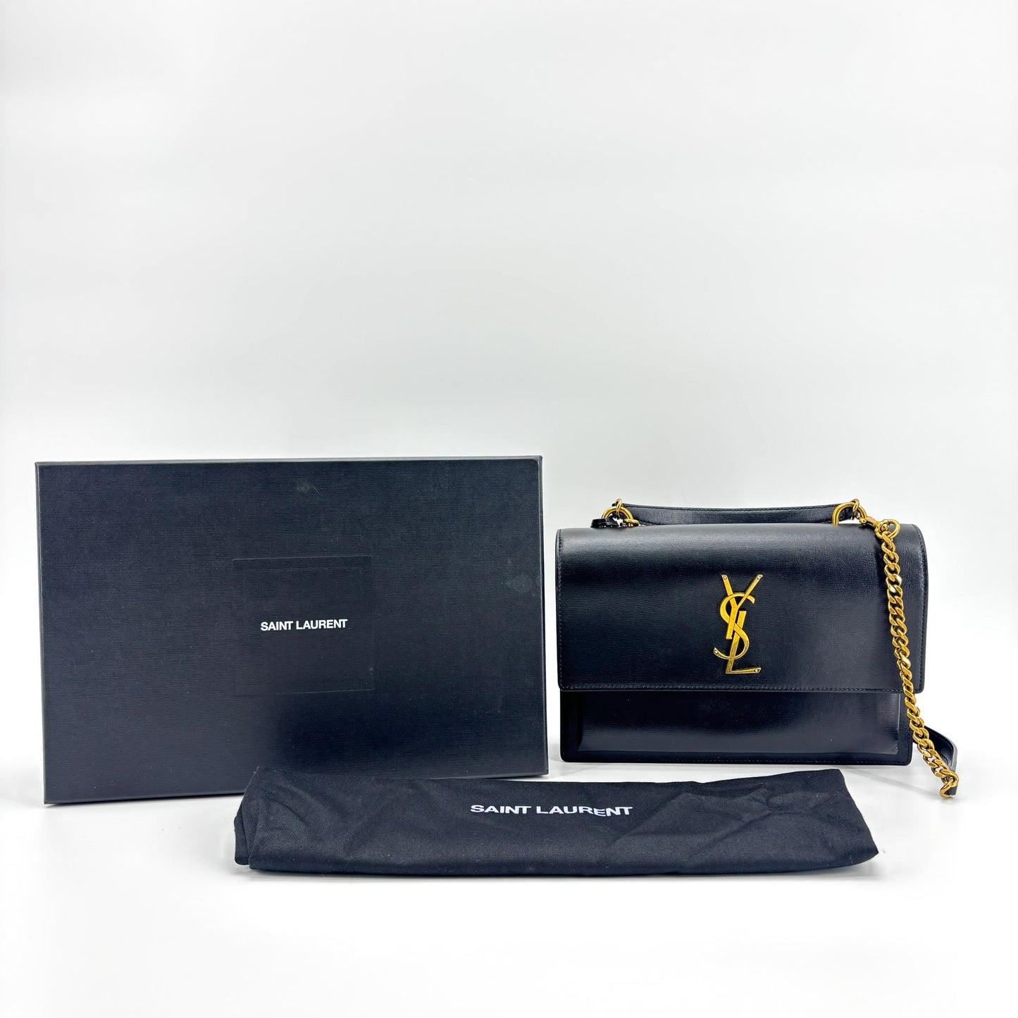 Saint Laurent Medium Sunset Top Handle Bag Black
