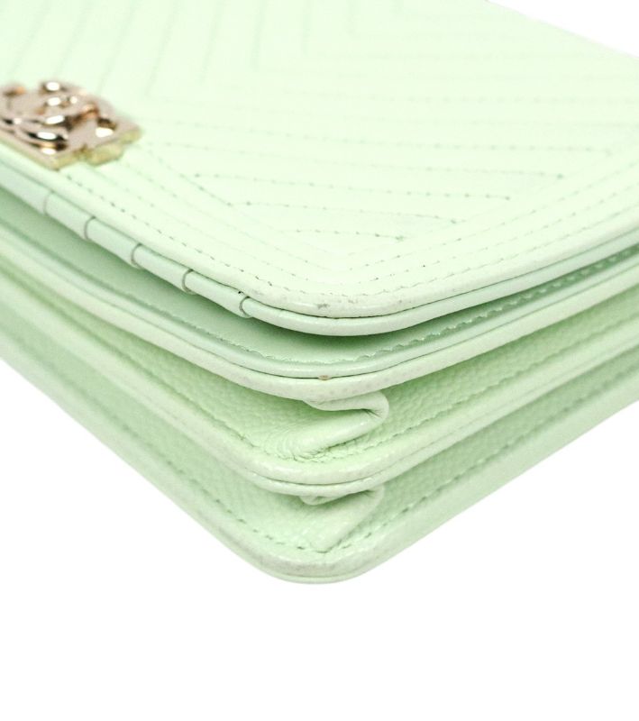 Chanel Mint Chevron Caviar Boy WOC