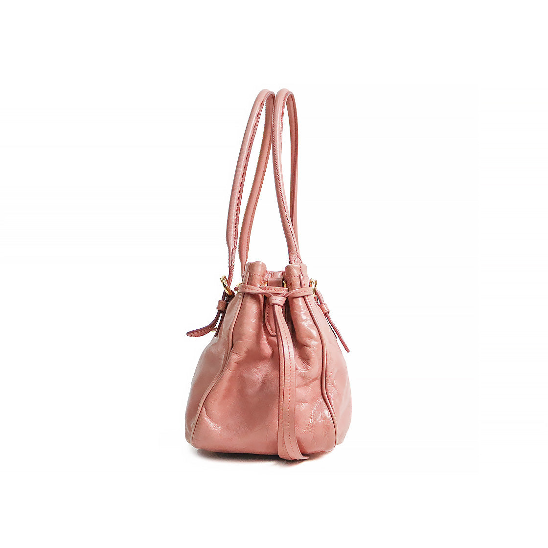 Miu Miu Pink Vitello Shine Ribbon Tote Bag
