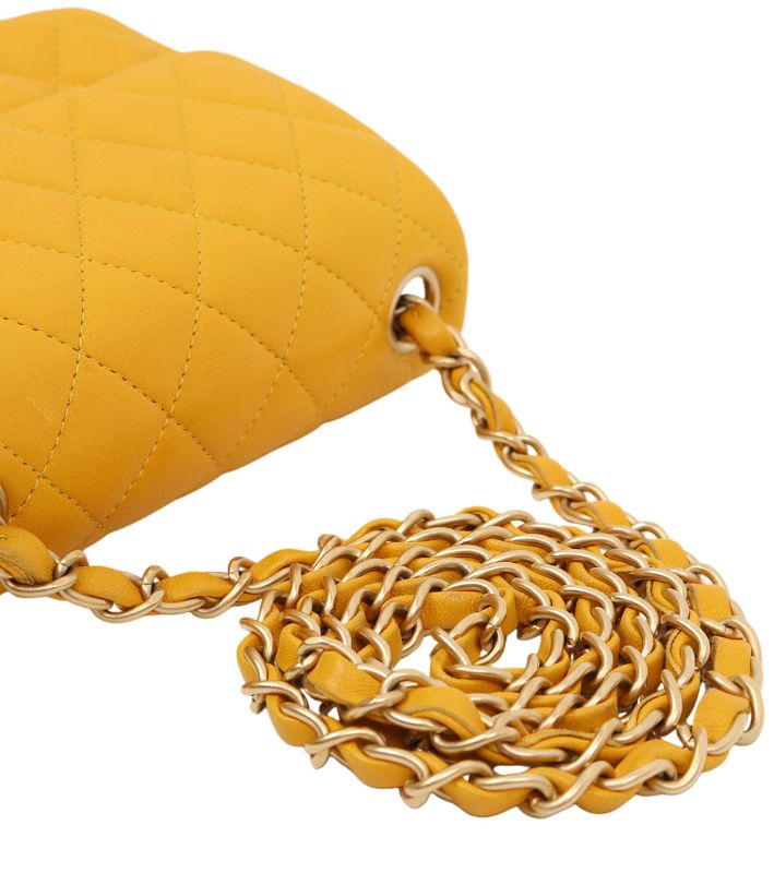 Chanel Yellow Petite Sac Chain Shoulder Bag