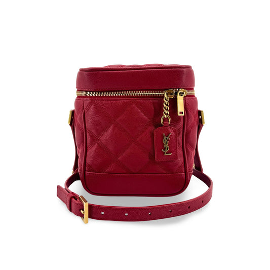 Saint Laurent Carré Quilted Grande de Foudere 80's Vanity Bag Red