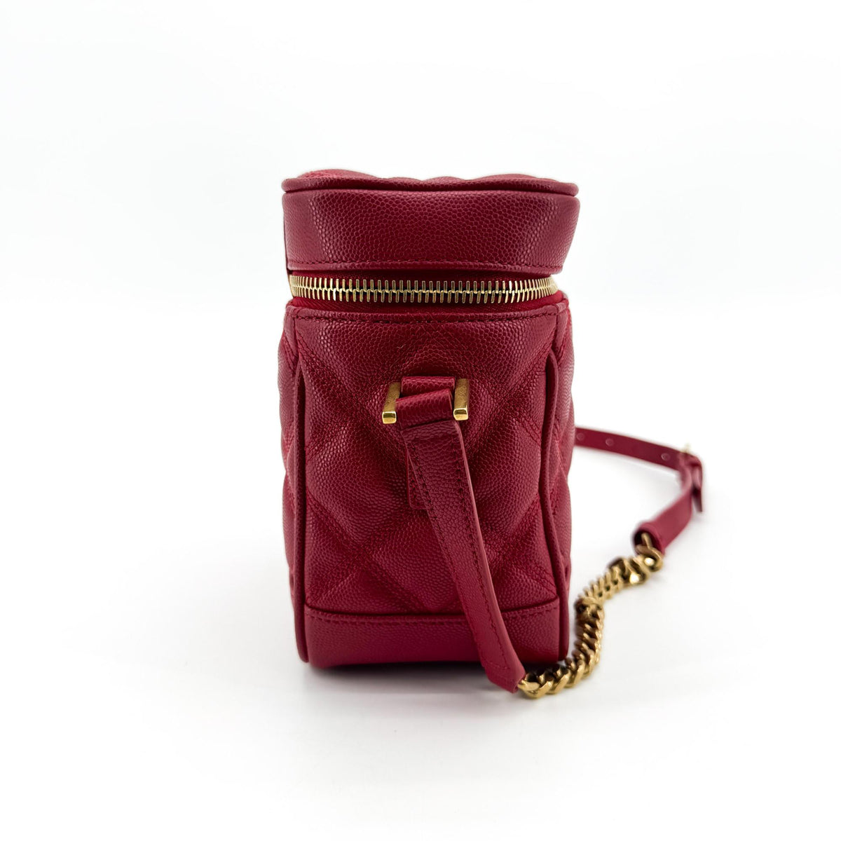 Saint Laurent Carré Quilted Grande de Foudere 80's Vanity Bag Red
