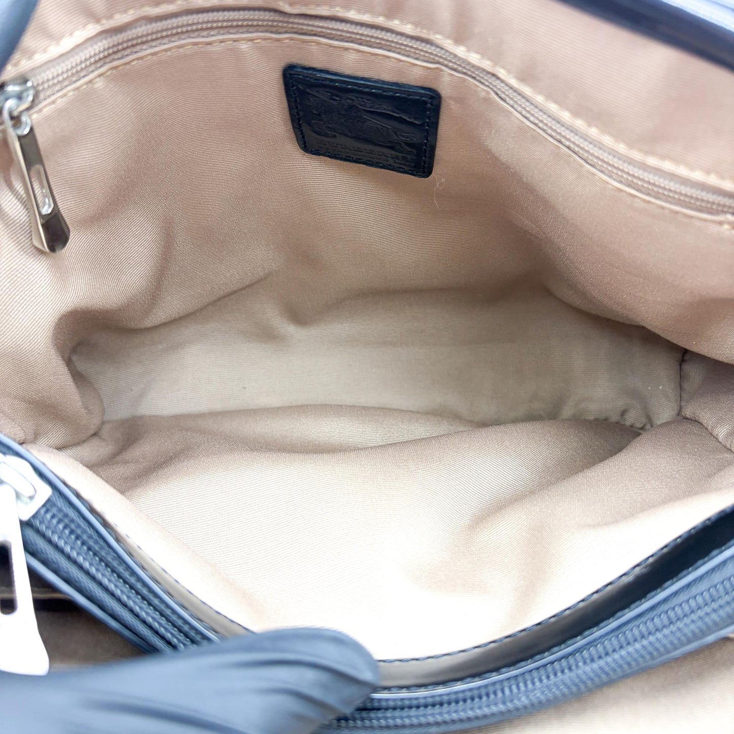 Burberry Nova Check Canvas and Black Patent Leather Small Tote Bag