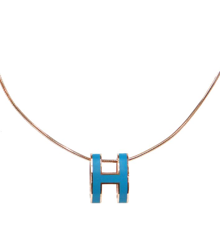 Hermès Blue Pop Art Gold Necklace