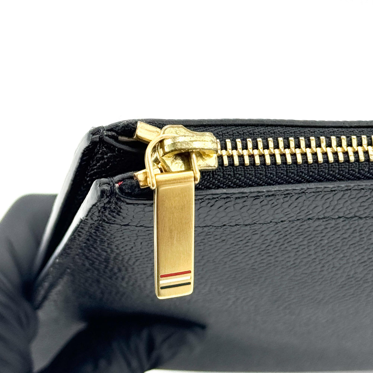 Thom Browne Pebble Leather Medium Document Holder Black Gold Hardware