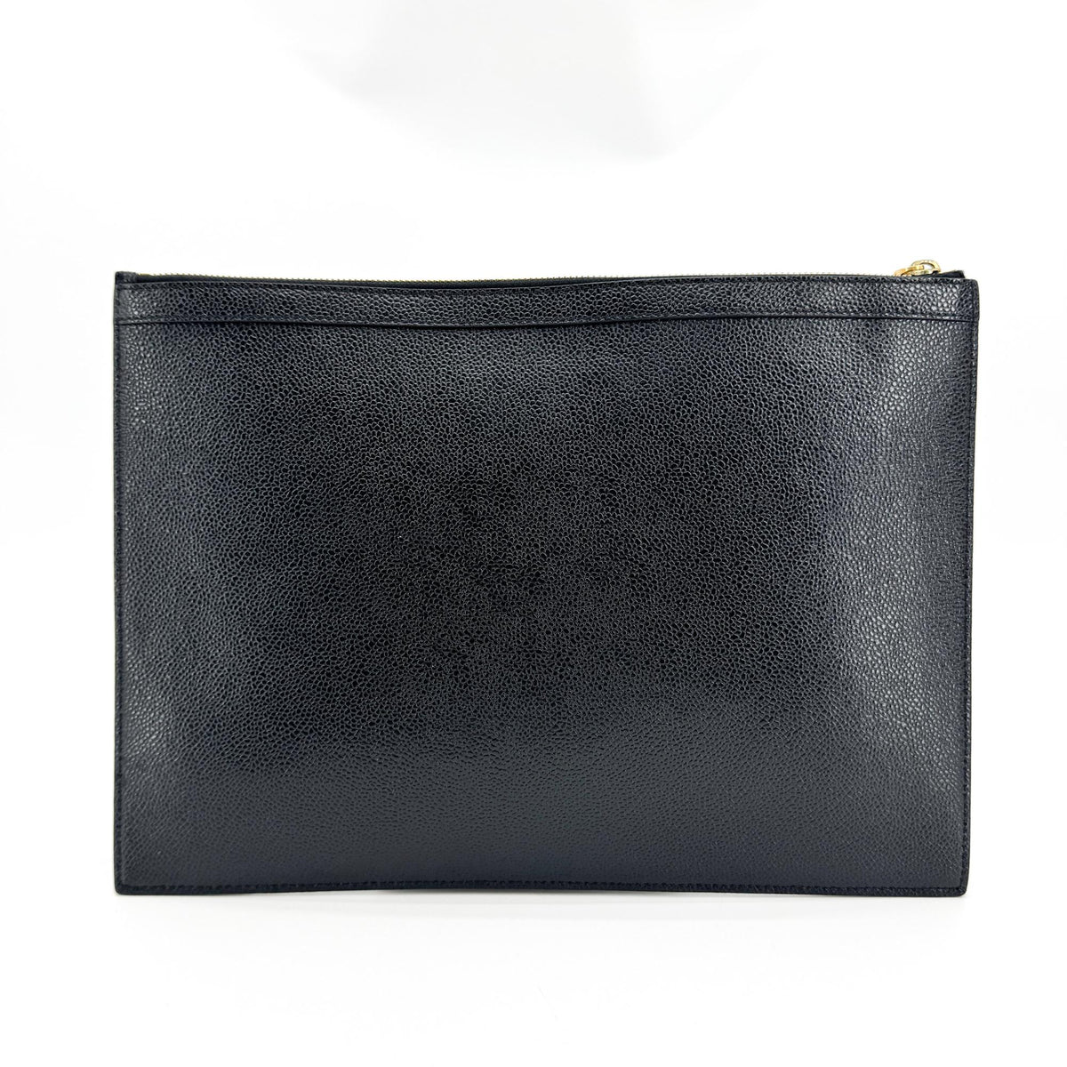 Thom Browne Pebble Leather Medium Document Holder Black Gold Hardware