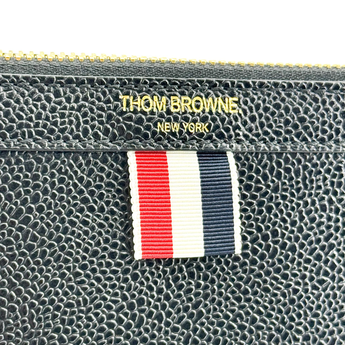 Thom Browne Pebble Leather Medium Document Holder Black Gold Hardware