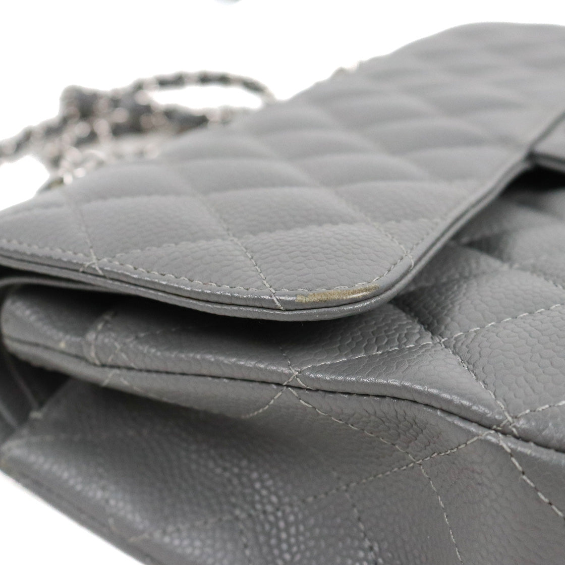 Chanel Gray Medium Caviar Classic Bag with Double Flap