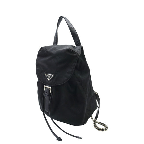 Prada Tessuto Chain Drawstring Backpack/Shoulder Bag
