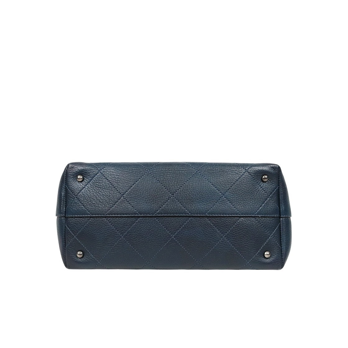 Chanel Navy Leather Large CC Logo Season Shoulder Bag