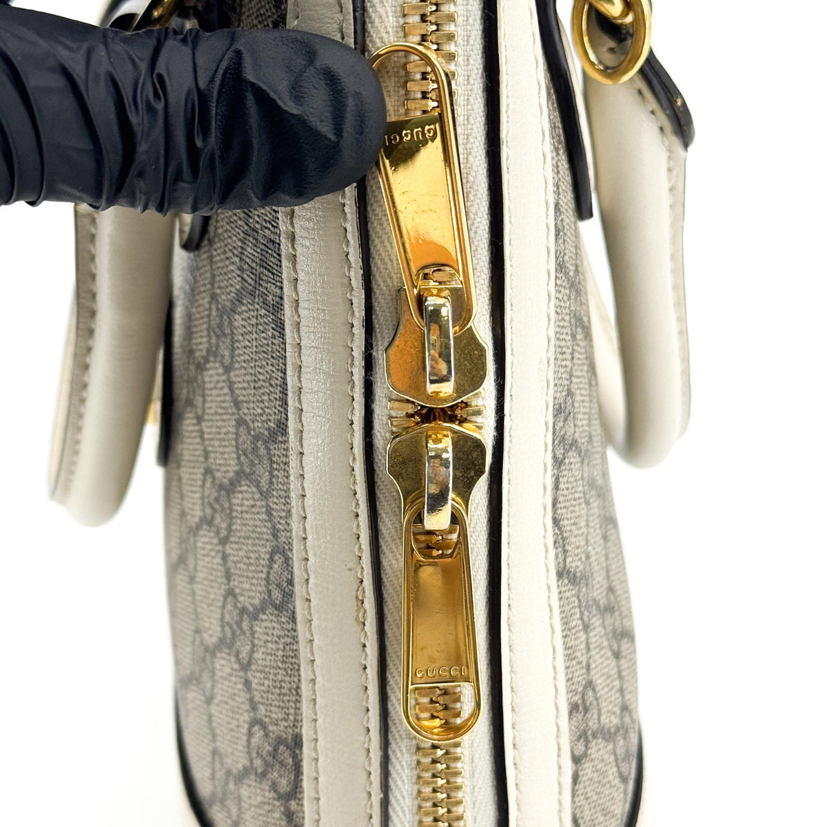 Gucci Horsebit 1955 Small Top Handle Bag White GG Supreme