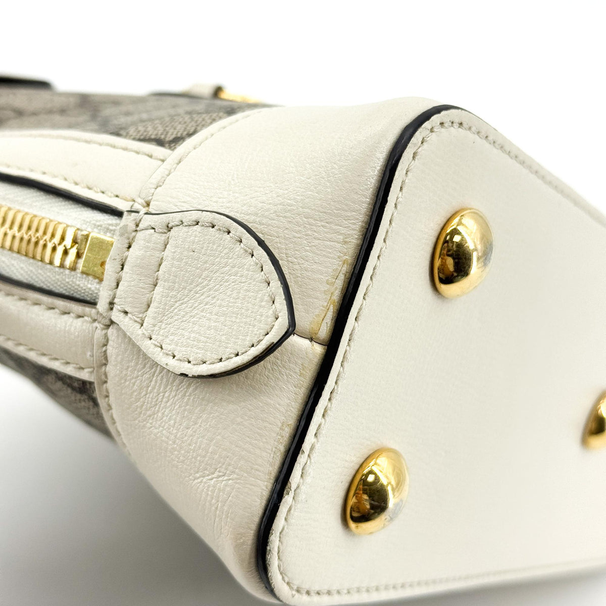 Gucci Horsebit 1955 Small Top Handle Bag White GG Supreme